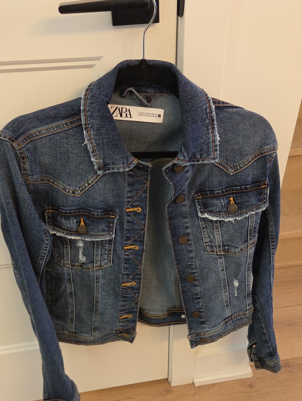 Zara Distressed Blue Denim Jacket